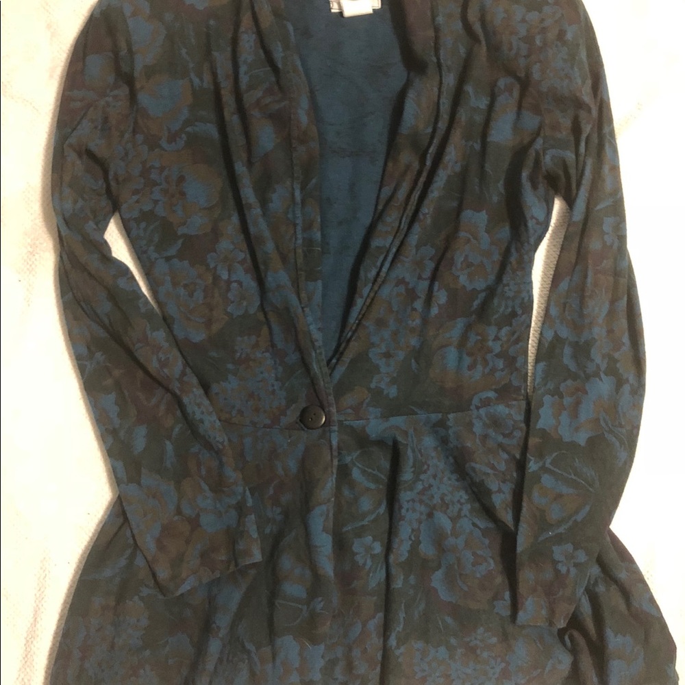 Vintage Floral Cotton Peplum Single Button Blazer - Picture 3 of 8